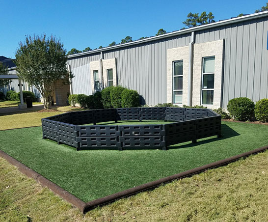 GaGa ball pit next to a building