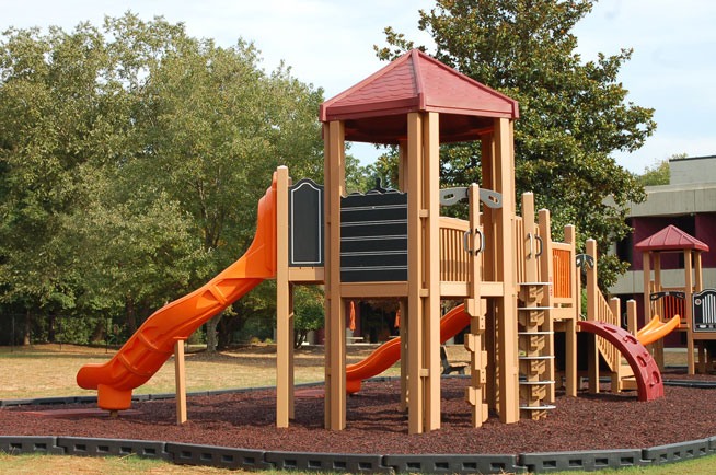 playground with orange slide and border